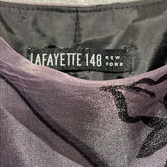 Lafayette 148 New York Strapless Draped Purple Silk Blend Floral Chiffon Dress 6 - Picture 7 of 9